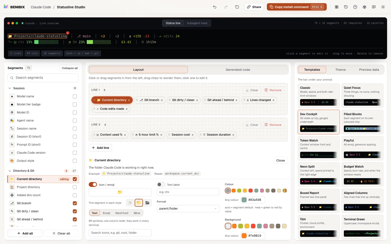 The editor of Current directory with its format set to parent/folder